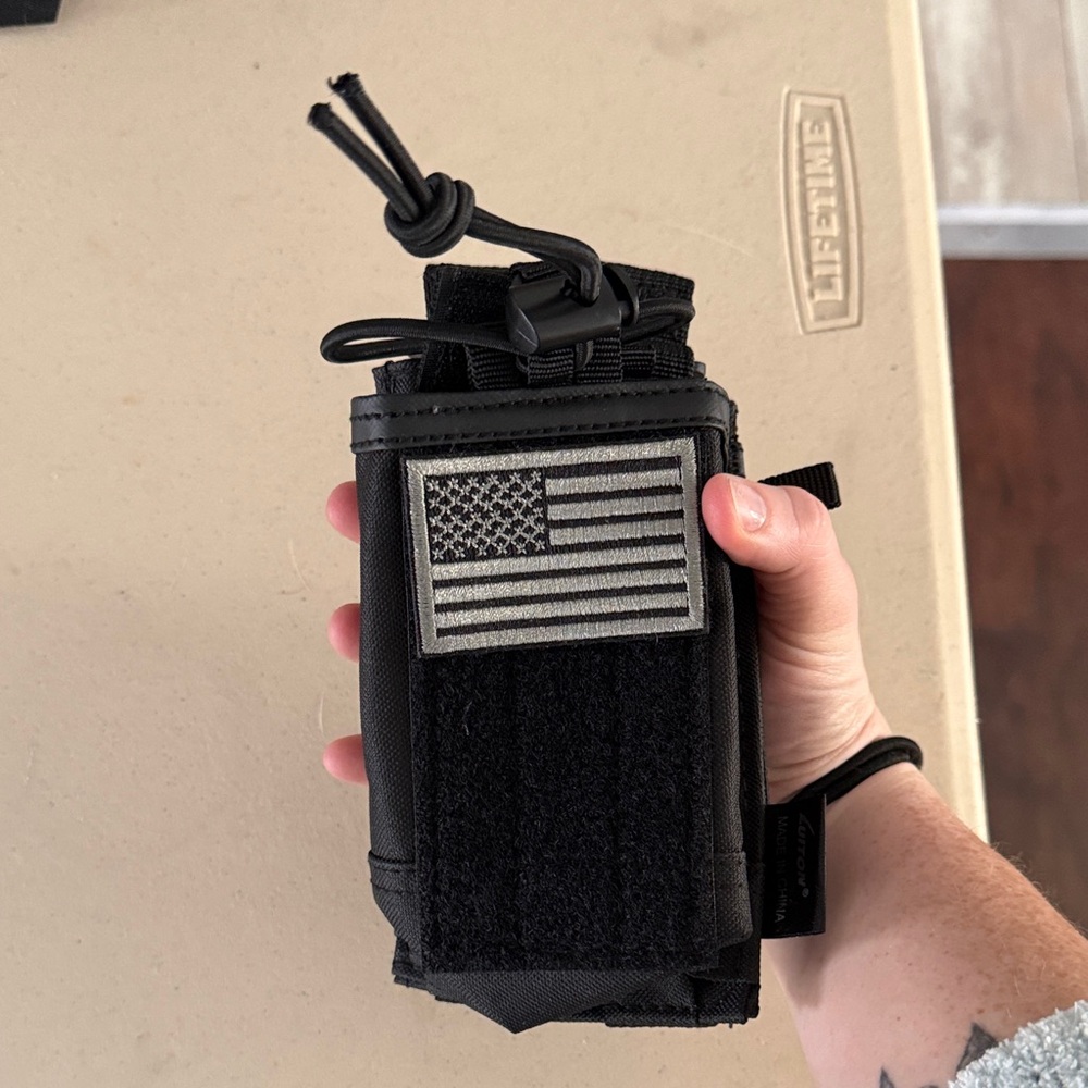 Black Tactical Pouch with American Flag Patch